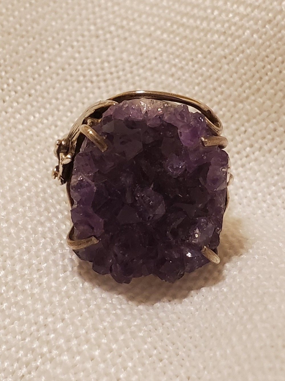 Silver & Amethyst Statement Ring - Purple Crystal Fashion